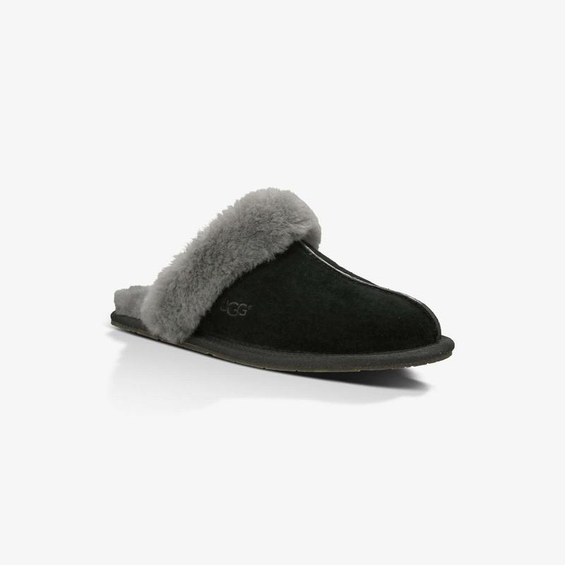 Chausson UGG Scuffette II Femme Noir Grise Soldes 990GCPDW